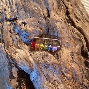 Handmade Silver Beaded Rainbow 🌈 Ear Climber